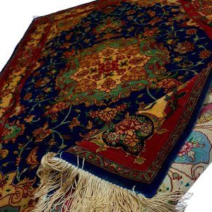 Persian Handmade Blue Red 52 Raj 5x3 Tabriz 399 KPSI Hand Knotted 60% Wool Rug